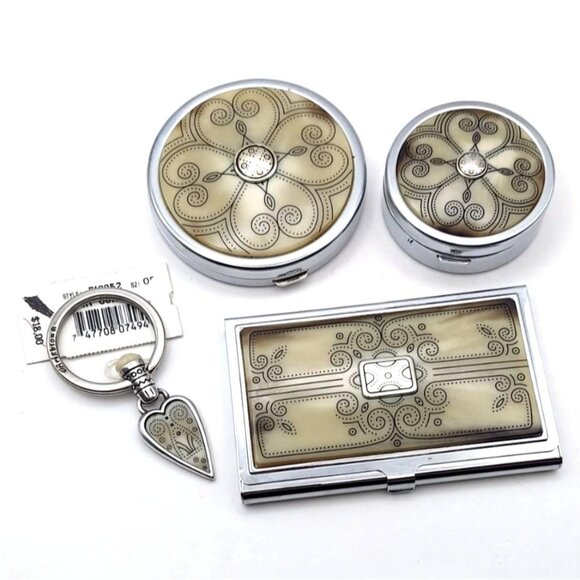 Brighton Ivory Coast 4 Piece Accessory Set Keychain Compact Card Holder Pill Box - Picture 1 of 7